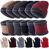 Liitrsh 24/48 Pcs Toddle Hat Scarf Glove Earmuffs for 2-8 Years Boy Girl, Winter Beanie Caps Gloves Mittens Earflaps