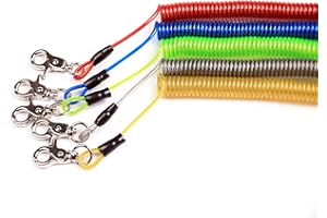 Nicer-S Heavy Duty Fishing Plastic Retractable Coiled Lanyard for Fishing Tools/Rods/Paddles Camping and Hunting