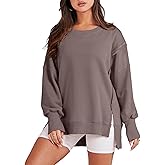 ANRABESS Womens Oversized Sweatshirts Crew Neck Long Sleeve Shirts Casual Loose Slit 2025 Fall Outfits Y2K Teen Girls Clothes