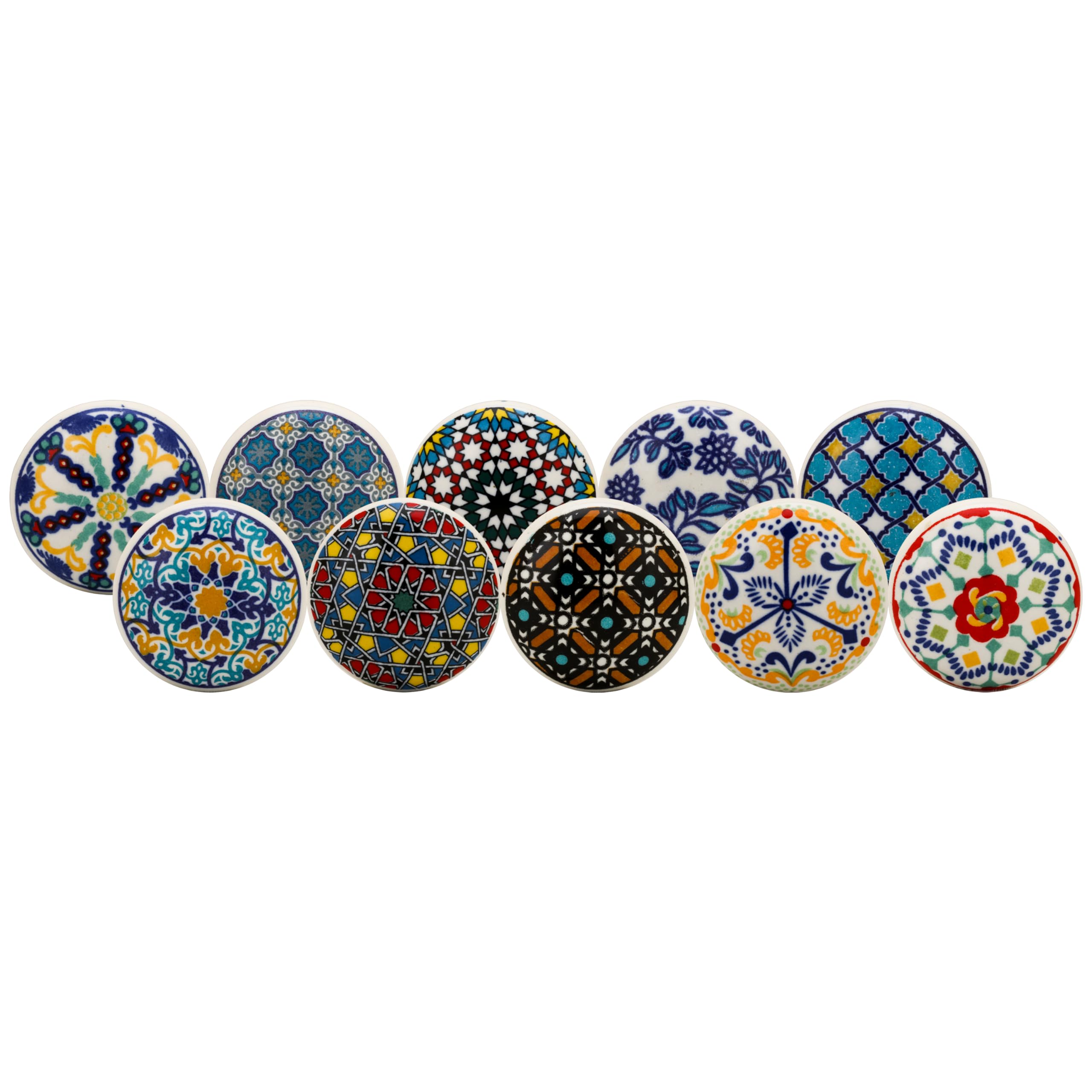 Craft Trade Knobs for Cabinets and Drawers Assorted Blue Mandala Vintage Ceramic Door Knob Kitchen Furniture Pull Handles Cupboard for Wardrobe Home Interior Décor - Pack of 10 — image 1