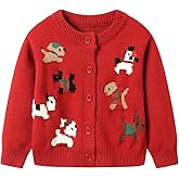 Mud Kingdom Girl's Knit Cardigan with Cute Pattern Christmas Sweater for Kids Button-Front Winter Outwear 2T-Size 14