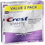 Crest 3D White Brilliance Toothpaste, Vibrant Peppermint, 3.9 Oz (Pack of 3)