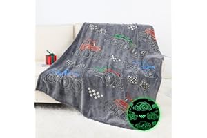 OHOIT Car Gifts for Kids Boys Cute Truck Blanket Glow in The Dark Blanket for Kids Boys Blanket for Sofa Couch Bed Birthday Christmas Valentine's Day Easter