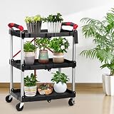Towallmark 3-Tier Collapsible Service Cart, 168 lbs Load Capacity, Black view 6