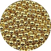 YHYPOCI 200pcs Gold Plated Round Beads for Craft 10mm Smooth Round Ball Spacer Beads for Jewelry Making DIY Necklaces Bracelets Earrings Decoration