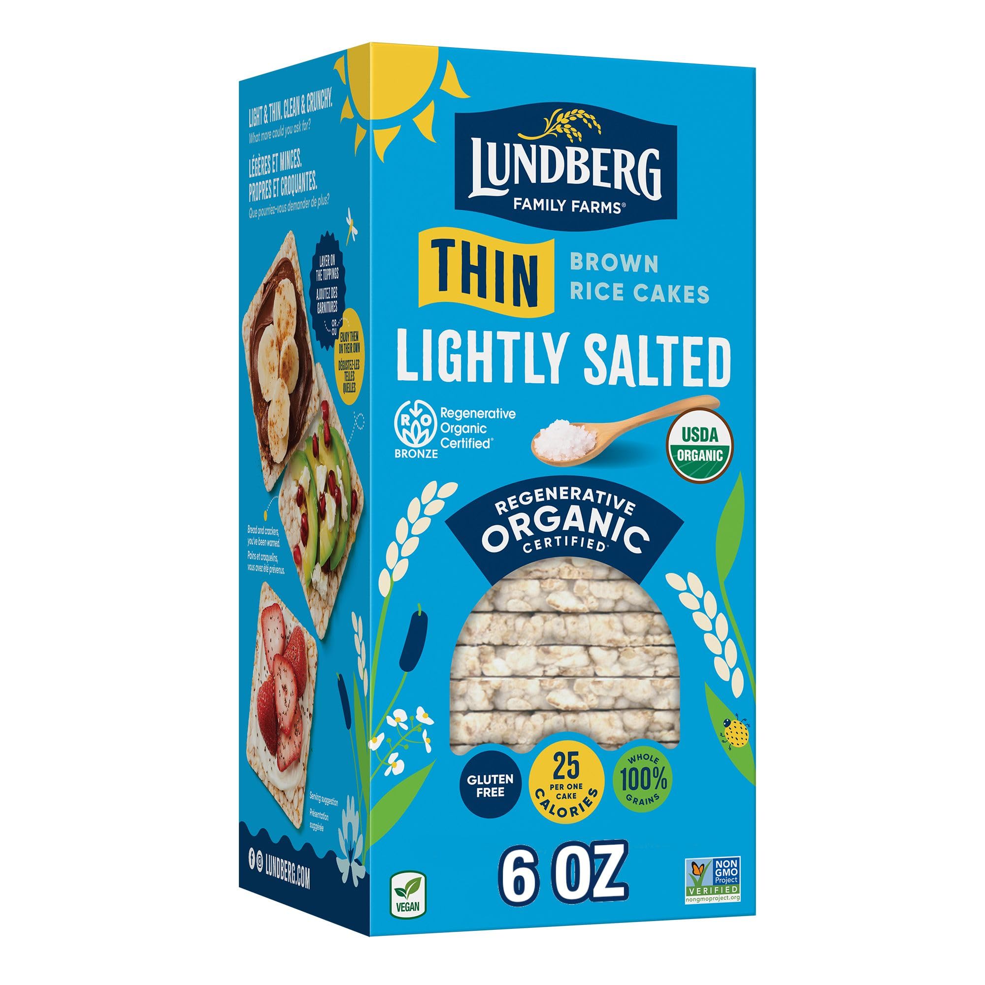 Photo 1 of Lundberg Organic Thin Stackers, Brown Rice, Lightly Salted, Thin Rice Cakes, Gluten-Free, Vegan, Healthy Snacks, 6 Oz May 2026