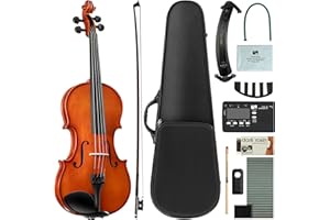 Franz Hoffmann Amadeus Solid Wood 1/2 Violin for Beginners, Violin Full Set for Students with Case and All Accessories Included, Violin Instruments for Kids & Adults Starter Violins