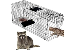MONDOGREET Heavy Duty Raccoon Trap 37 Inch,Humane Live Animals Trap for Raccoon,Stary Cat,Skunk,Armadillo and Other Similar Size Animails.Extra Large and More Sturdy Cage