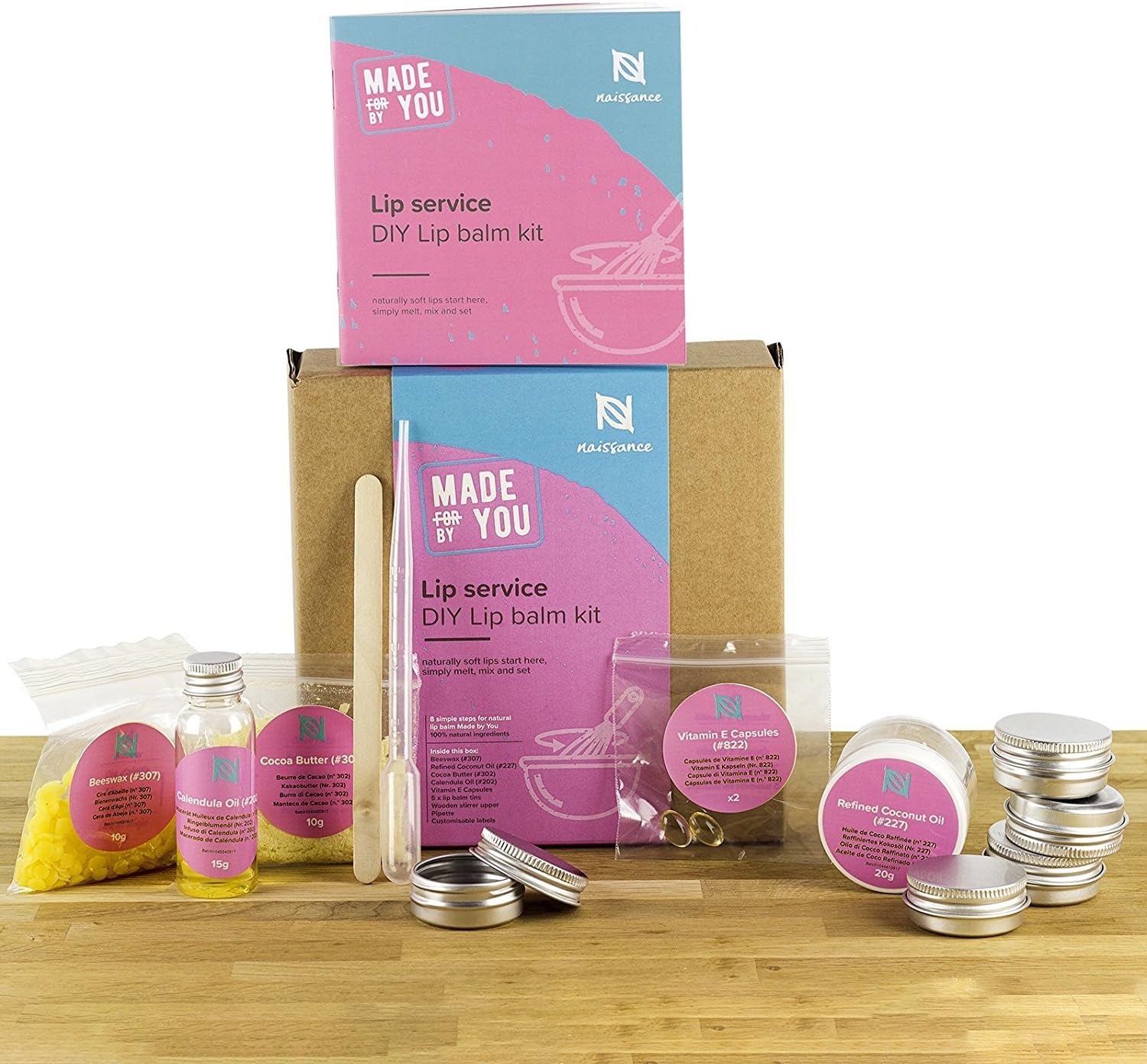 Naissance Make Your Own Lip Balm Kit 'Lip Service' Luxury DIY Gift Set