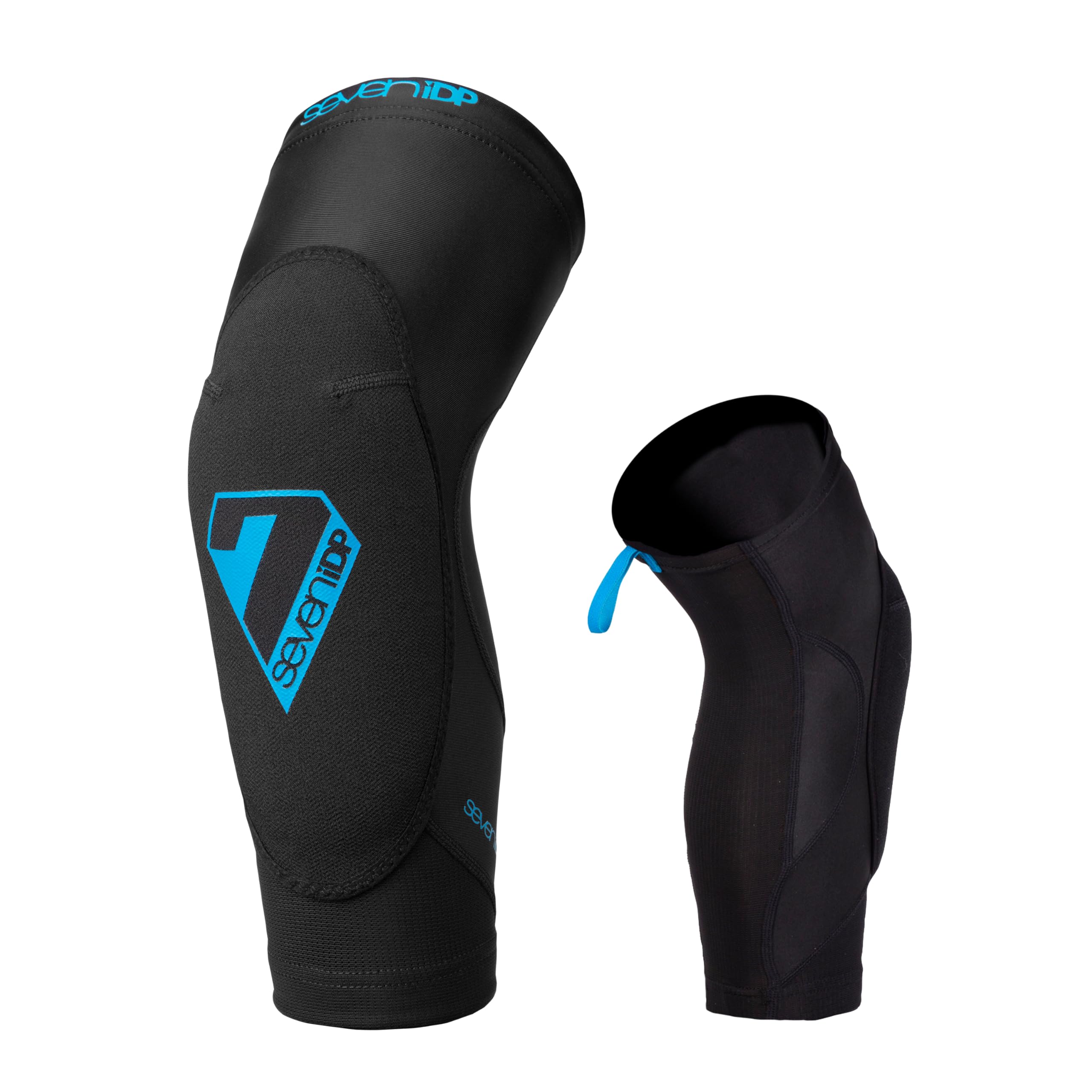 Seven iDP 7IDP Transition Knee Pads - Lightweight Protection for Mountain Biking, BMX & Skateboarding - Black/Blue (Large)