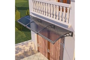 DAWNINGHOMM Awning for Door Entrance with Drainage, 32x120 Inch Awnings for Doors Exterior, Polycarbonate Cover with Plastic Steel Bracket, UV Rain Snow Protection Window Awnings Exterior for House, Porch, Patio