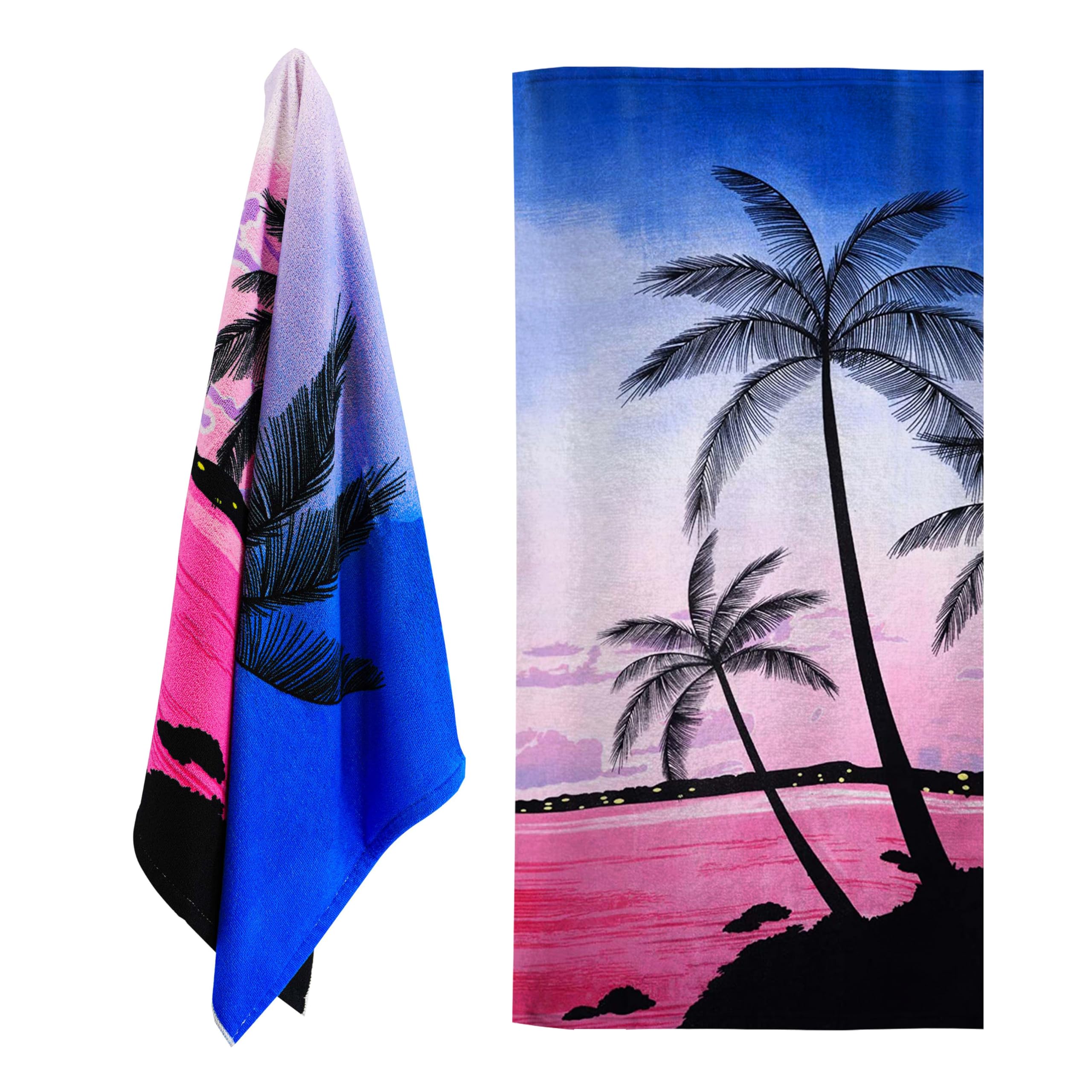 GEEZY Microfibre Beach Towel, Sunset Design - Quick Drying, Lightweight, Sand-Free, Large & Durable, Summer Design - Beach Essentials for Travel, Holiday, Swimming, Sauna, Adults & Kids, 70x140cm