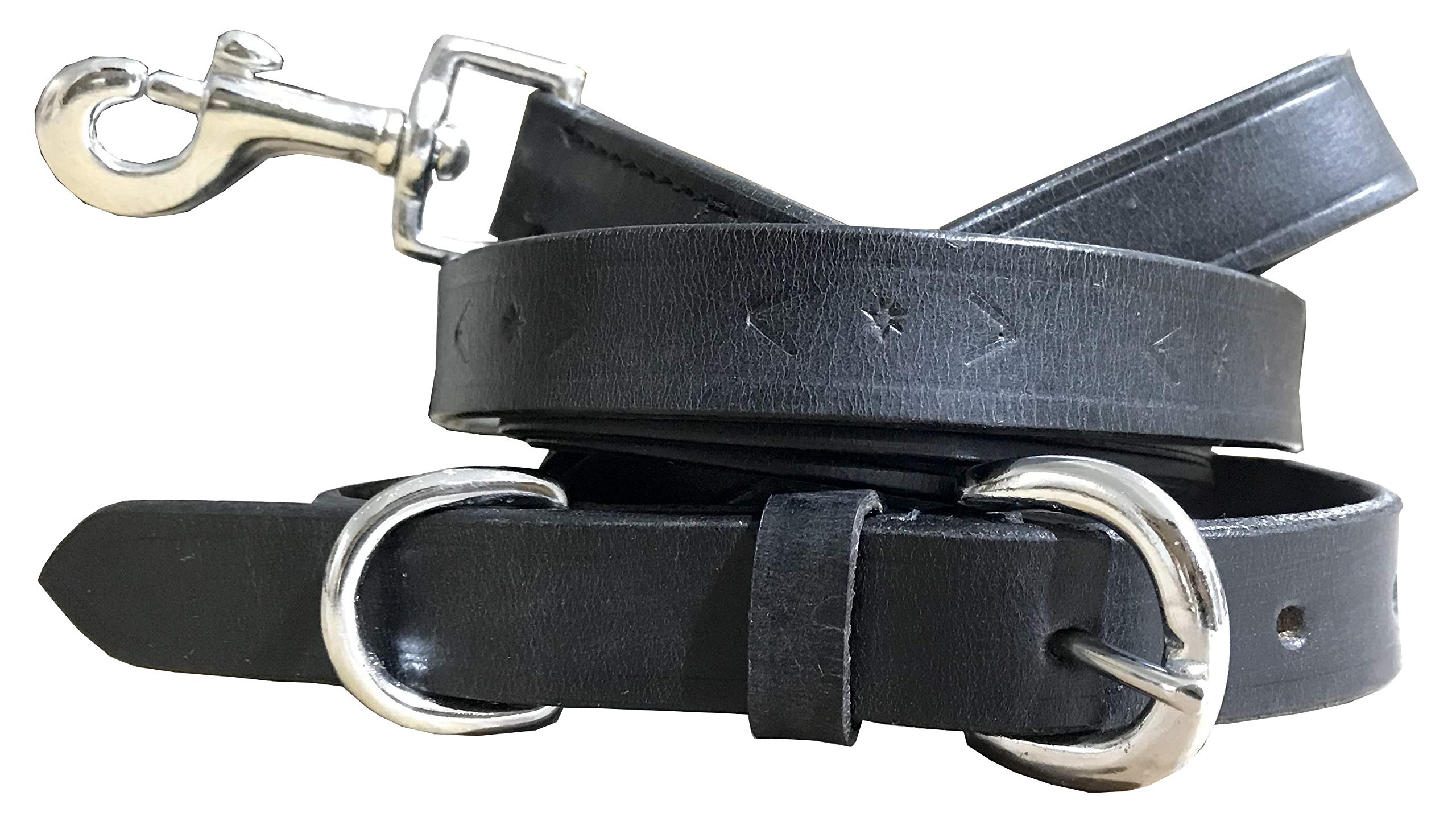 BRADLEY CROMPTON Genuine Leather Matching Pair Dog Collar and Lead Set L