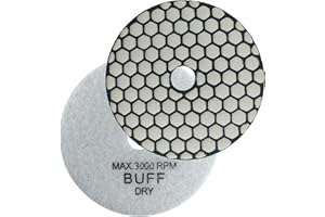 HXIN Diamond Dry Polishing Pads 4 inch 100mm for Buffing on Granite Marble Stone Concrete Tile Ceramic Floor Smoothing renovate Removing Marks with Nylon Backing (1, White Buff)