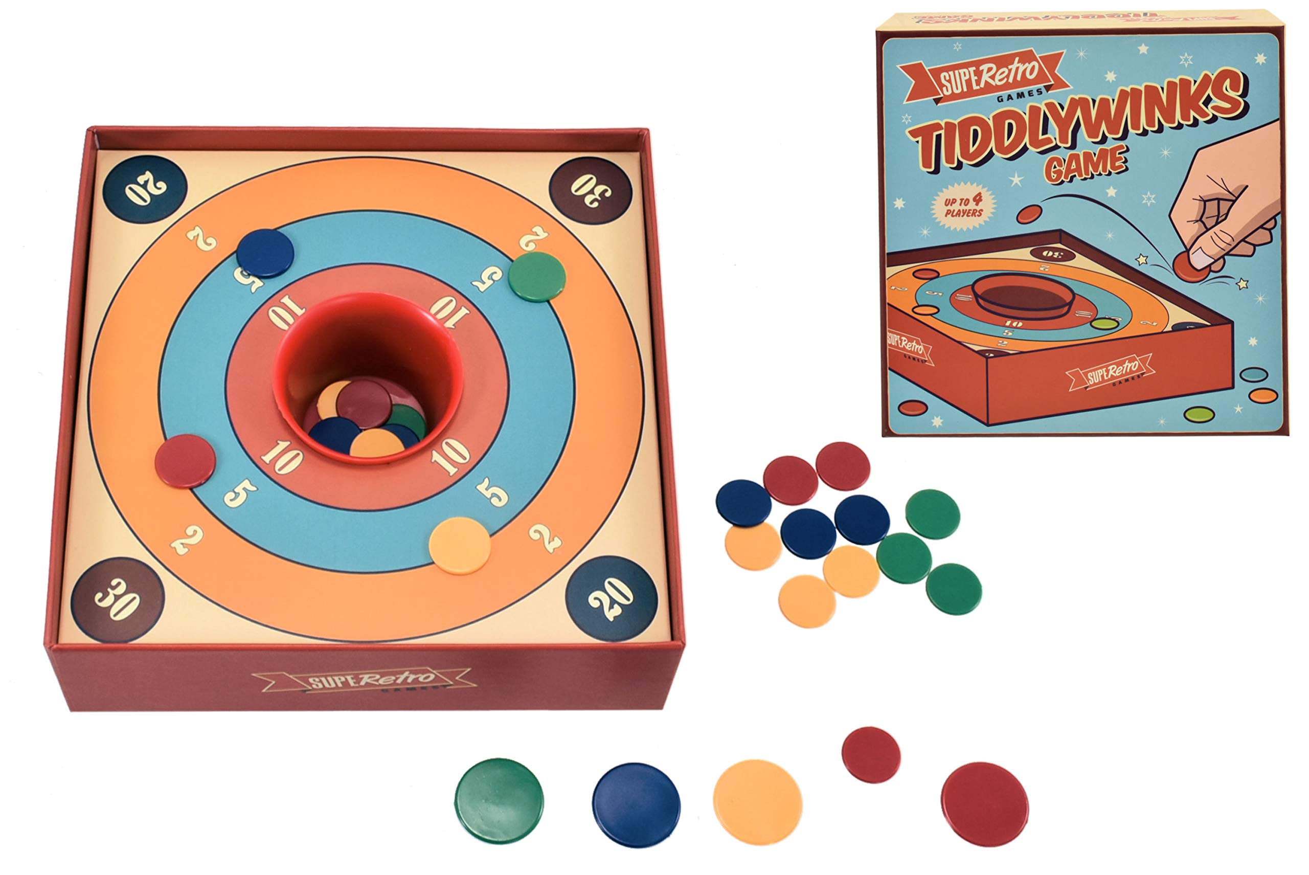 D.A.Y. Republic Traditional Tiddlywinks Tabletop Game Old Classic Family Retro Skill Tiddly Winks Nostalgic Board Game 2-4 Players