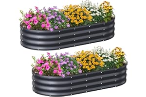 Ergohortus Raised Garden Bed, 2Pcs 6x3x1ft Galvanized Steel Raised Garden Beds for Vegetables Outdoor, Easy Assembly Large Me
