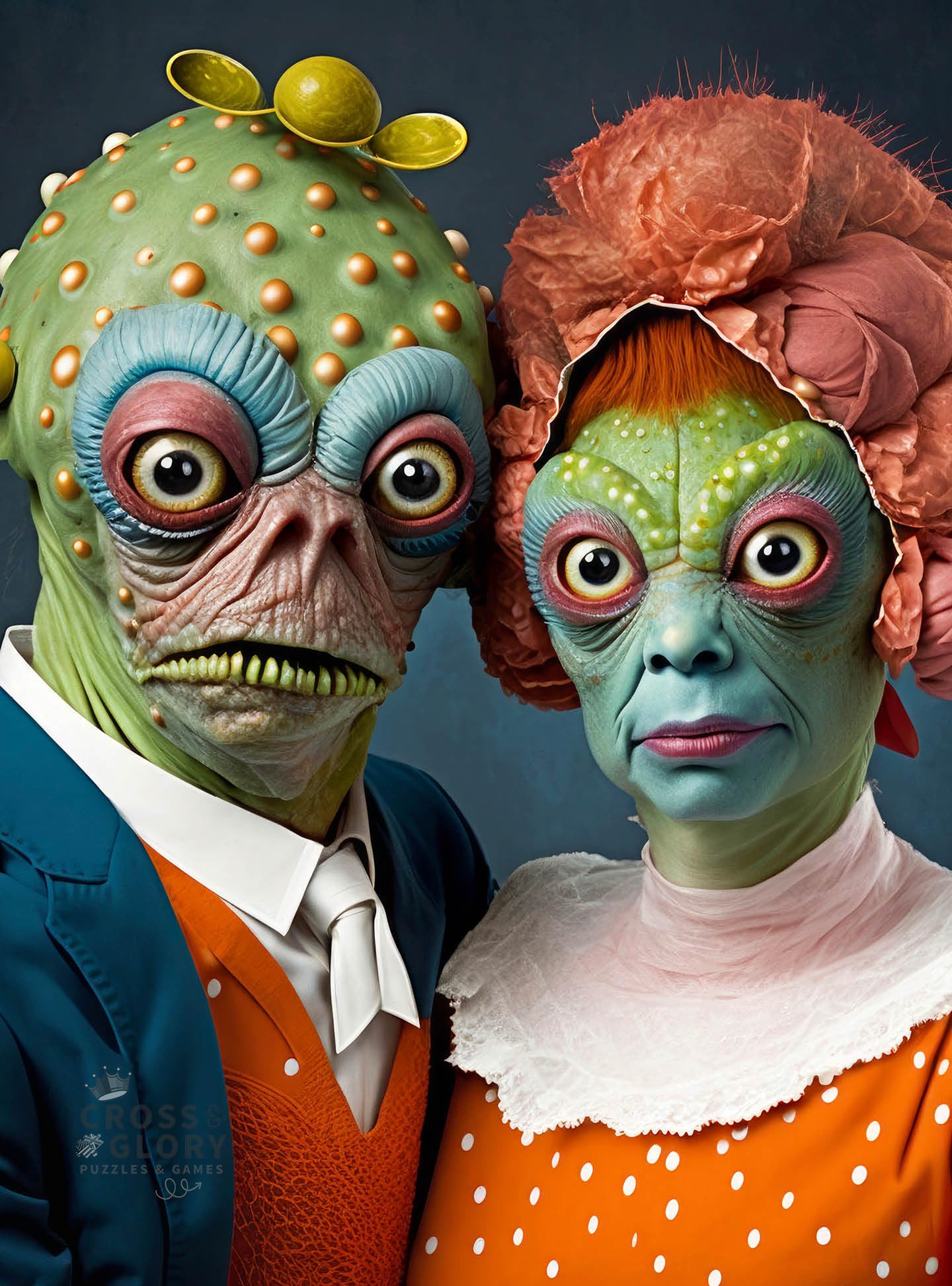 Cross & Glory - Meet The Aliens: Vaxion and Lirien - 1000 Piece Jigsaw Puzzle for Adults | Unique and Colourful Artwork of an Alien Couple for Puzzle Enthusiasts and Science Fiction Fans — image 1