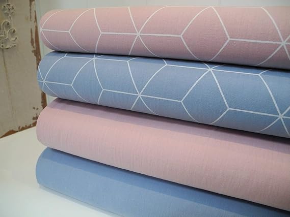 Qjutie Lottashaus No51 Stoffpaket 4 Stück 50x70cm Dusty Rosa Blau 100% Baumwolle Hexagon Kinder Kleidung Stoffe Patchwork Dec