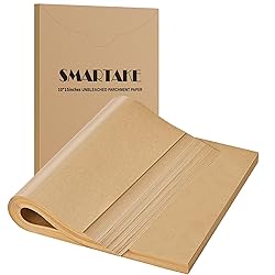 SMARTAKE 200 Pcs Unbleached Parchment Paper Baking
