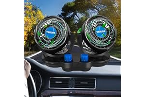 Yerloa Car Fan 12V Blow Cold Air Electric Car Seat Fan Portable Fan for Car Dual Head 360° Rotatable Automobile Dashboard Car Cooling Fan with Cigarette Lighter Plug for Truck Vehicle Van SUV RV Boat