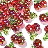 KitBeads Acrylic Cherry Fruit Charms - 20pcs Transparent Red, Kawaii 3D, Bulk for Jewelry Making