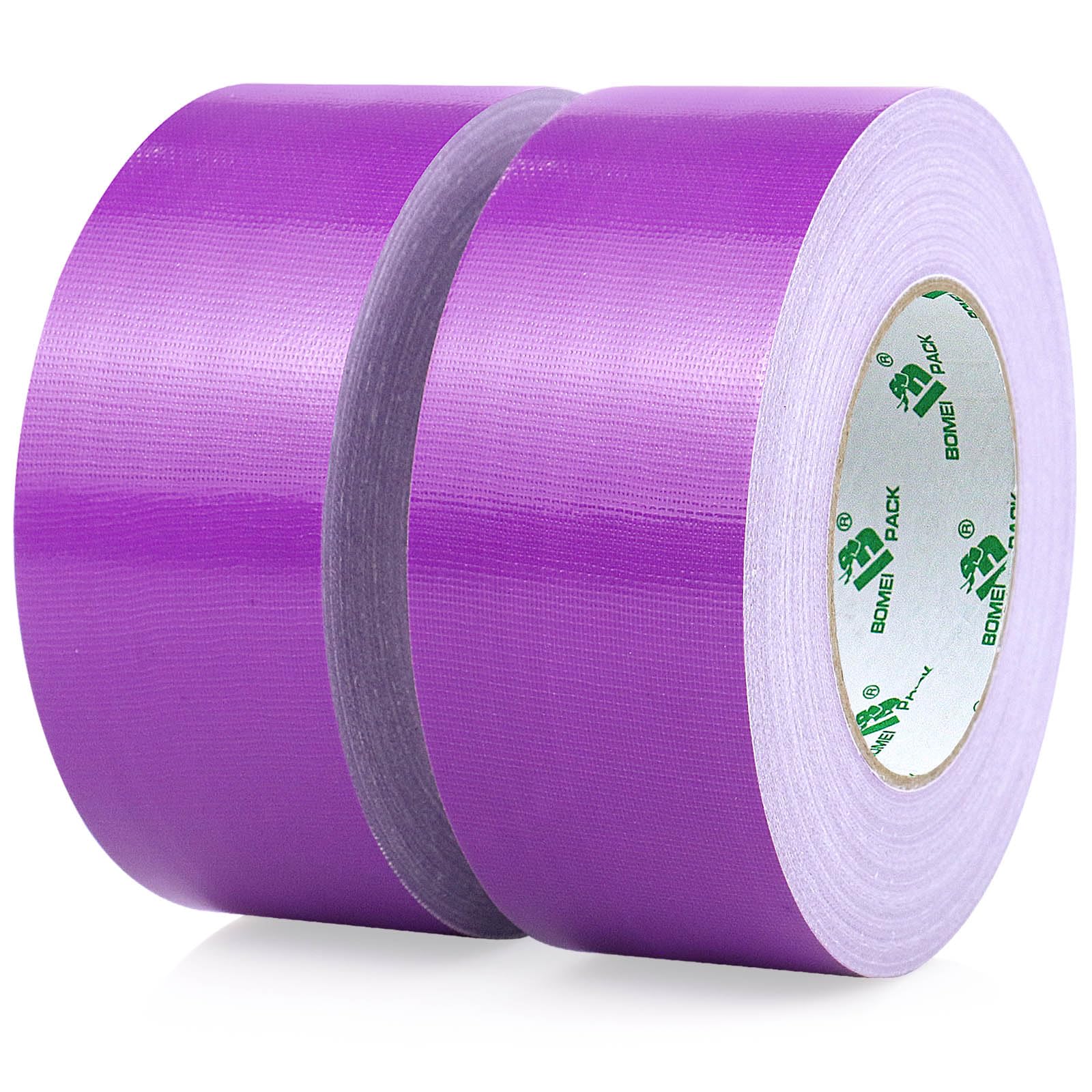 BOMEI PACK 2 Rolls Purple Duct Tape 230mic thickness Reinforced Cloth Purple Gaffer Tape 50mm x 30Y Waterproof for Pipeline duct Repairing,Heavy duty Sealing,Bundling,Strapping,labeling