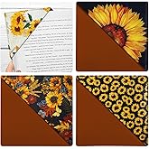 IBOVODI Personalized Leather Bookmarks, Fun Corner Pge Book Marks, Vintage Book Accessories for Reading Lovers Women Student Teacher Retirement Birthday Gifts (4 Pack Cute Sunflower)