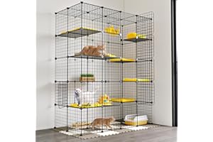 Oneluck Extra Large Cat Enclosure Indoor, DIY Kitten Cage Ideal for 1-3 Cats with Spacious Exercise Place,Detachable Metal Wire Kennel, 5-Tiers,55.1" L x 28.7" W x 69.8" H