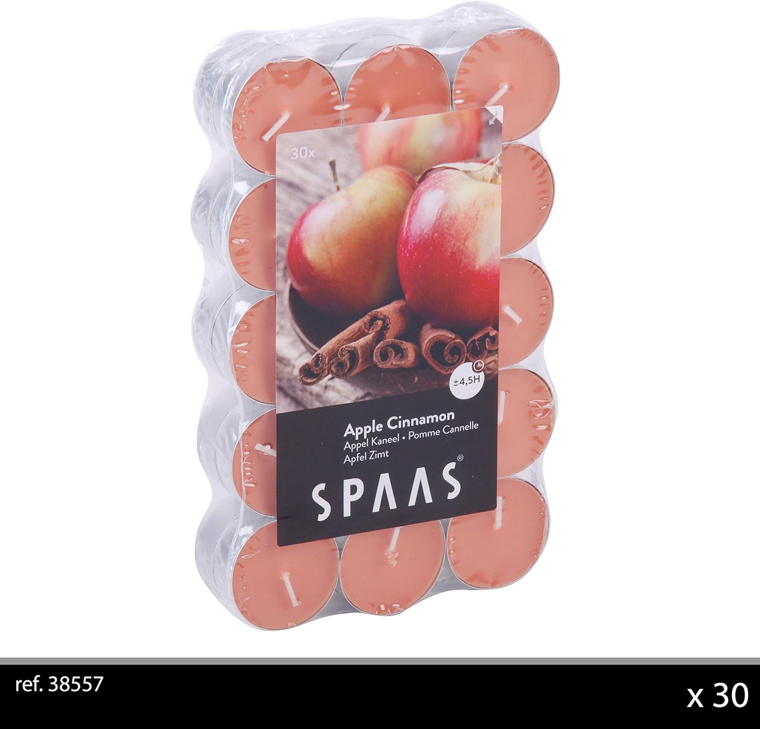 Spaas 30 Scented Tealights in Flatpack, ± 4.5 Hours, Apple Cinnamon - Image 3