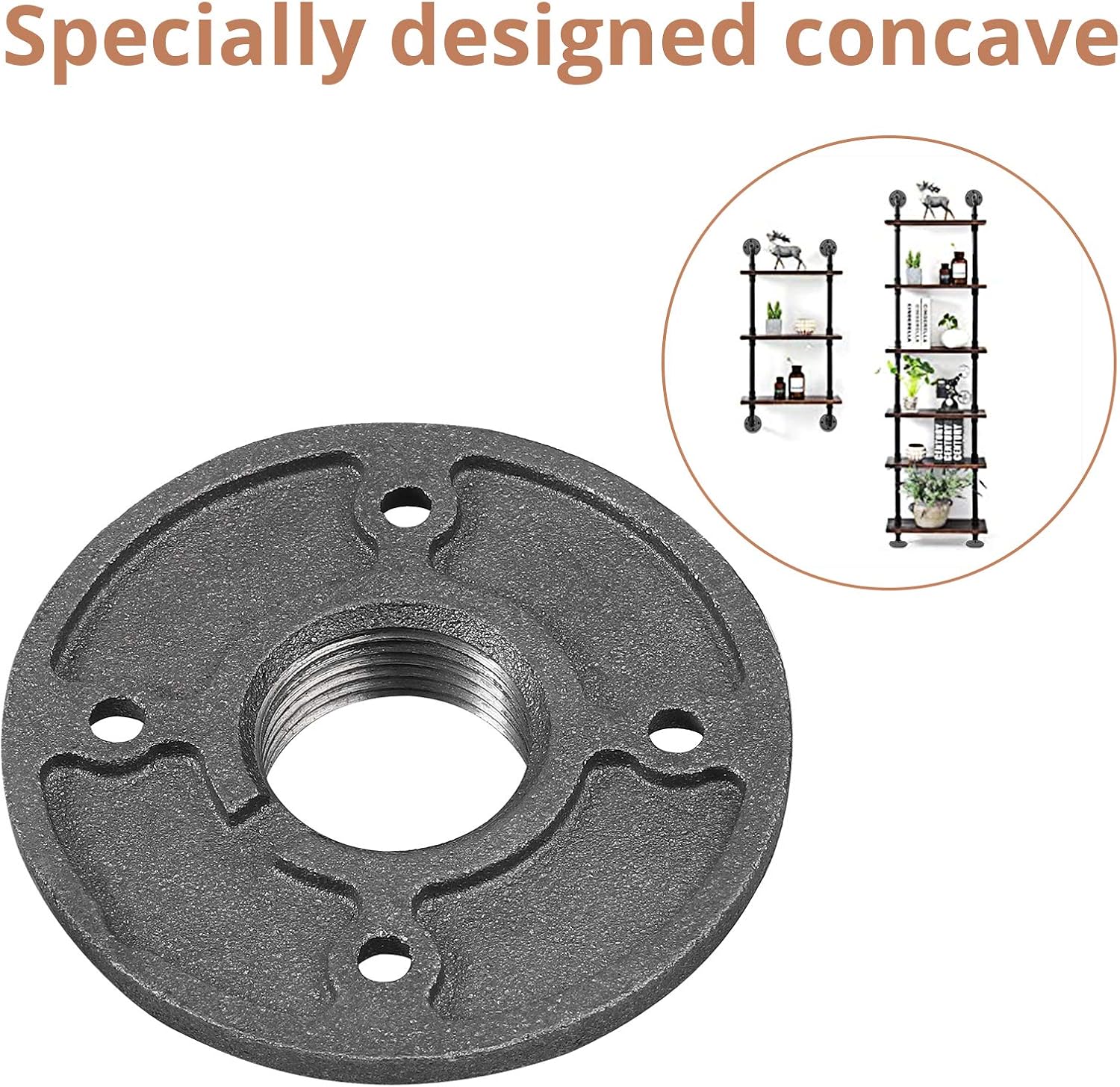 1" Reinforced Malleable Threaded Floor Flange Iron Pipe Fittings, Black, 1"BSP - Image 4