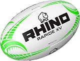 Rhino Rapide XV Rugby Ball White Green Size 5 Brand Rhino