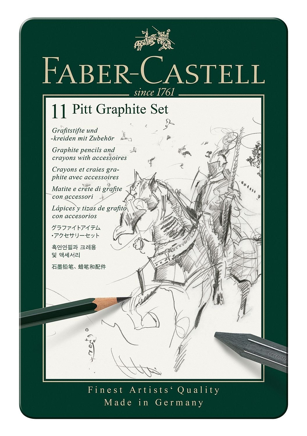 Faber-Castell Pitt Graphite 11-Piece Small Tin Introductory Professional Quality Set in a Metal Case — image 1