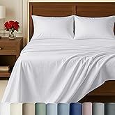 California Design Den 100% Egyptian Cotton Sheets King Size Set - Certified Authentic Luxury King Size Sheets Set, Deep Pockets, Soft Sateen Breathable & Durable Bedding - White