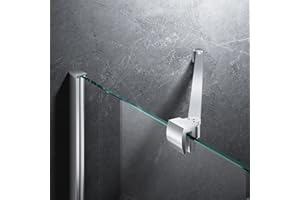 BOUGAINORA Frameless Shower Door Support Bar, Stainless Steel Wall-to-Glass Support Arm to Fixed Shower Glass Panel, for 1/4"-3/8" (6-10 mm) Door, 180° Pivot & Stow-Flat Mode (Brushed Nickel, 19.7-inch(500mm))