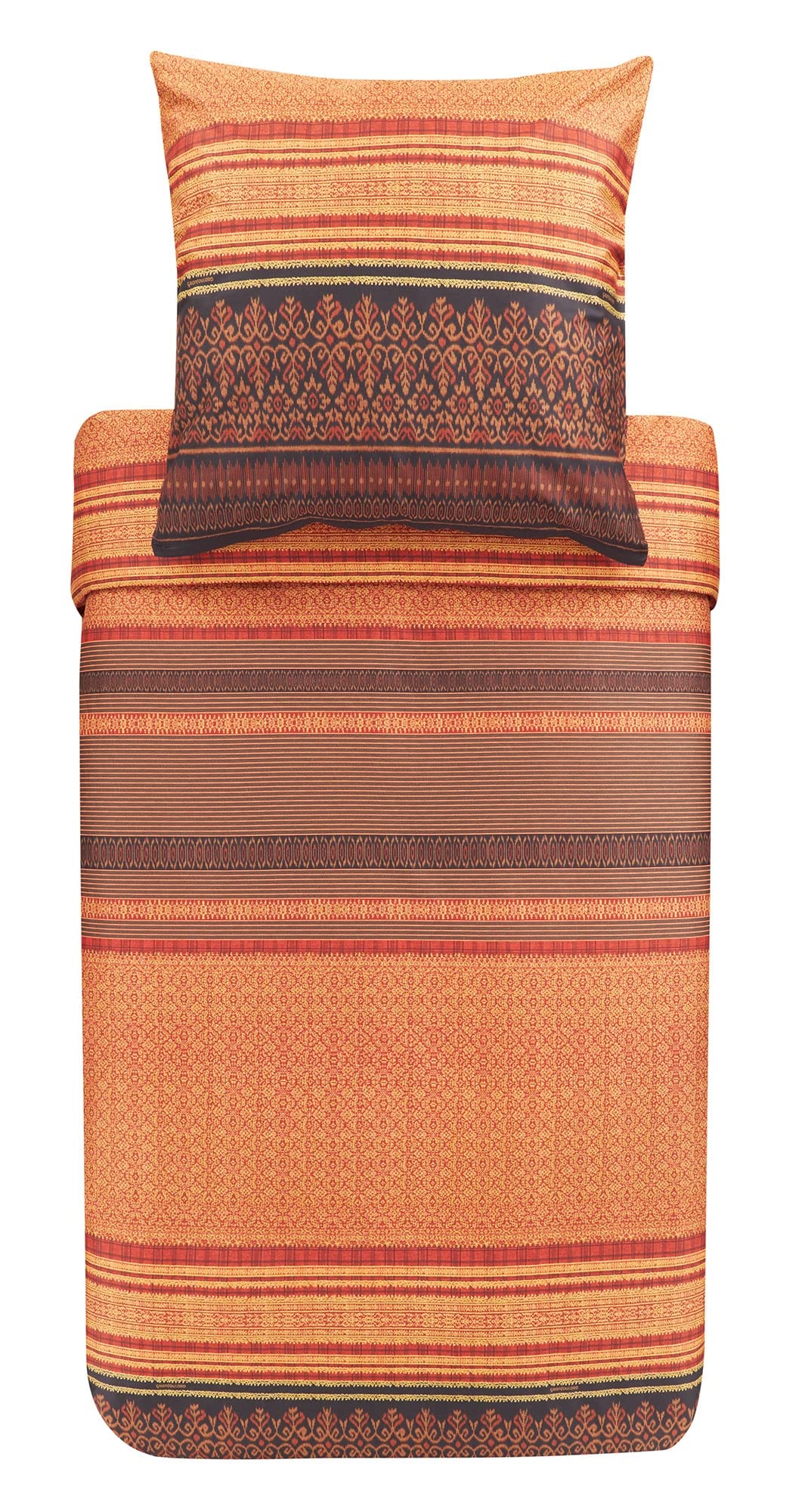 Bassetti Roccaraso R1 9323442 Bed Linen Set Cotton Mako Satin in Red 2-Piece with Zip Closure 200 x 200 cm / 80 x 80 cm