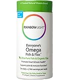 Rainbow Light - Everyone's Omega Fish & Flax, Supports a Healthy Brain and Heart while Promoting Joint Comfort with Omega-3 EPA and DHA, Organic Flax Oil and Vitamin D3, Lemon Flavored, 60 Softgels