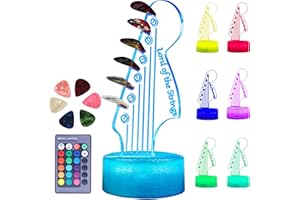 POSSHE Guitar Pick Holder, Light Up Guitar Pick Display with (Remote RGB 16-Color) Pick Storage Rack, Acoustic Electric Bass Ukulele Violin, Guitar Accessories Gift(Include 6 Picks)