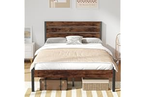 Fluest Full Bed Frame with Headboard and Footboard, Metal Full Bed Frame with Under Bed Storage, All-Metal Support System, No Box Spring Needed, Easy Assembly,Rustic Brown