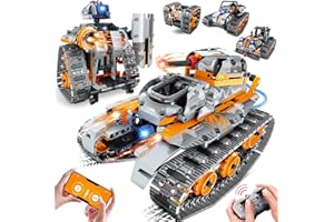 MOJINO 5 in 1 STEM Building Set with LED Light, APP & Remote Controlled Cars Building Toys Kit, RC Robot Tank Sleigh Tracked Racer 554 PCS, Toy Gifts for Kids Boys Girls Ages 6 7 8 9 10 11 12+ Year