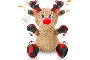 Newget Christmas Dog Toys, Dog Squeaky Toy with Crinkle Paper, Interactive Durable Plush Dog Chew Toys for Puppy, Small, Middle, Large Dogs Training and Reduce Boredom