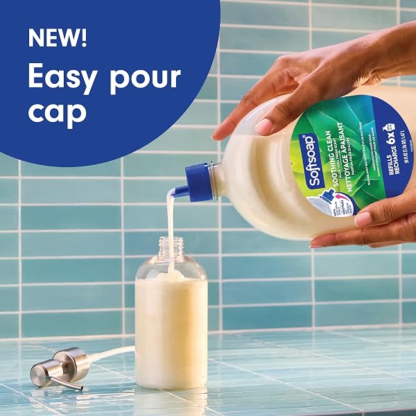 SOFTSOAP SOOTHING CLEAN LIQUID HAND SOAP WITH NEW EASY POUR SPOUT, KITCHEN AND BATHROOM HAND SOAP, ALOE VERA FRESH SCENT, 50 FL OZ REFILL