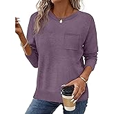 OFEEFAN Sweaters for Women Knitted Ribbed Casual Long Sleeve Crew Neck Pullover Basic Fall Fashion Outfits Tops 2025