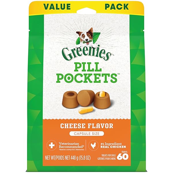 GREENIES PILL POCKETS LARGE SIZE SOFT DOG TREATS FOR CAPSULES, CHEESE FLAVOR, MADE WITH NATURAL INGREDIENTS PLUS MINERALS & TRACE NUTRIENTS, 15.8 OZ. (60 COUNT, PACK OF 1)