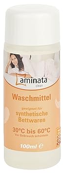 Aminata Clean – Waschmittel für Synthetische Bettwaren | 100 ml flüssiges Spezialwaschmittel für Kissen und Decken| Reinigung