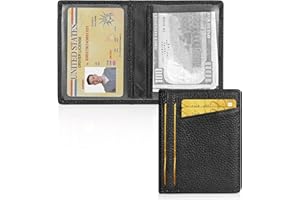 Unaone Slim Minimalist Wallet - Premium Leather RFID Blocking Front Pocket Wallets with 8 Card Slots and 2 ID Window, Black