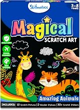 Skillmatics Scratch Art Book for Kids Animals Craft Kit 30+ Scratch Stickers