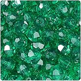 BeadTin Emerald Transparent 12mm Faceted Round Plastic Craft Beads (180pcs)