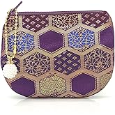 Handmade Women Coin Purse Brocade Zipper Wallet Rosary Pouch Silk Jewelry Bag - Purple