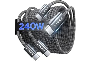 USB C to USB C Cable, LISEN 240W Fast Charging PD USB C Cable, 2Pack [6.6ft+6.6ft] USB-C Charger Cable, Braided Type C Cable 