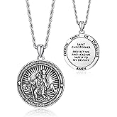 TALYKONG St Christopher Necklace for Men Saint Christopher Medal Necklaces Catholic Protection Amulet Jewelry Gifts for Mens Women 22+2''